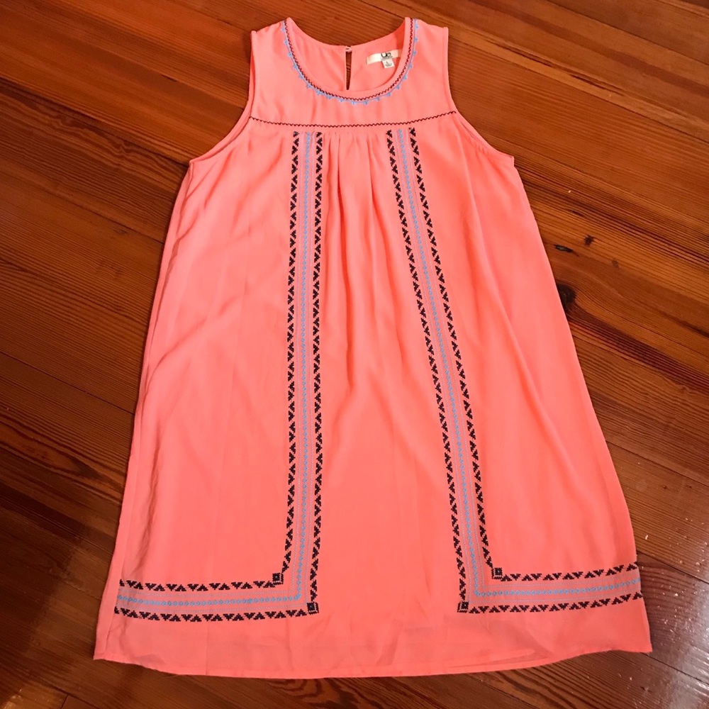 Coral Embroidered Dress